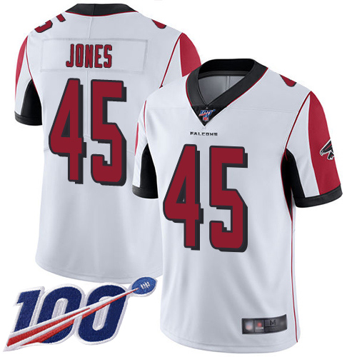 Atlanta Falcons Limited White Men Deion Jones Road Jersey NFL Football #45 100th Season Vapor Untouchable
